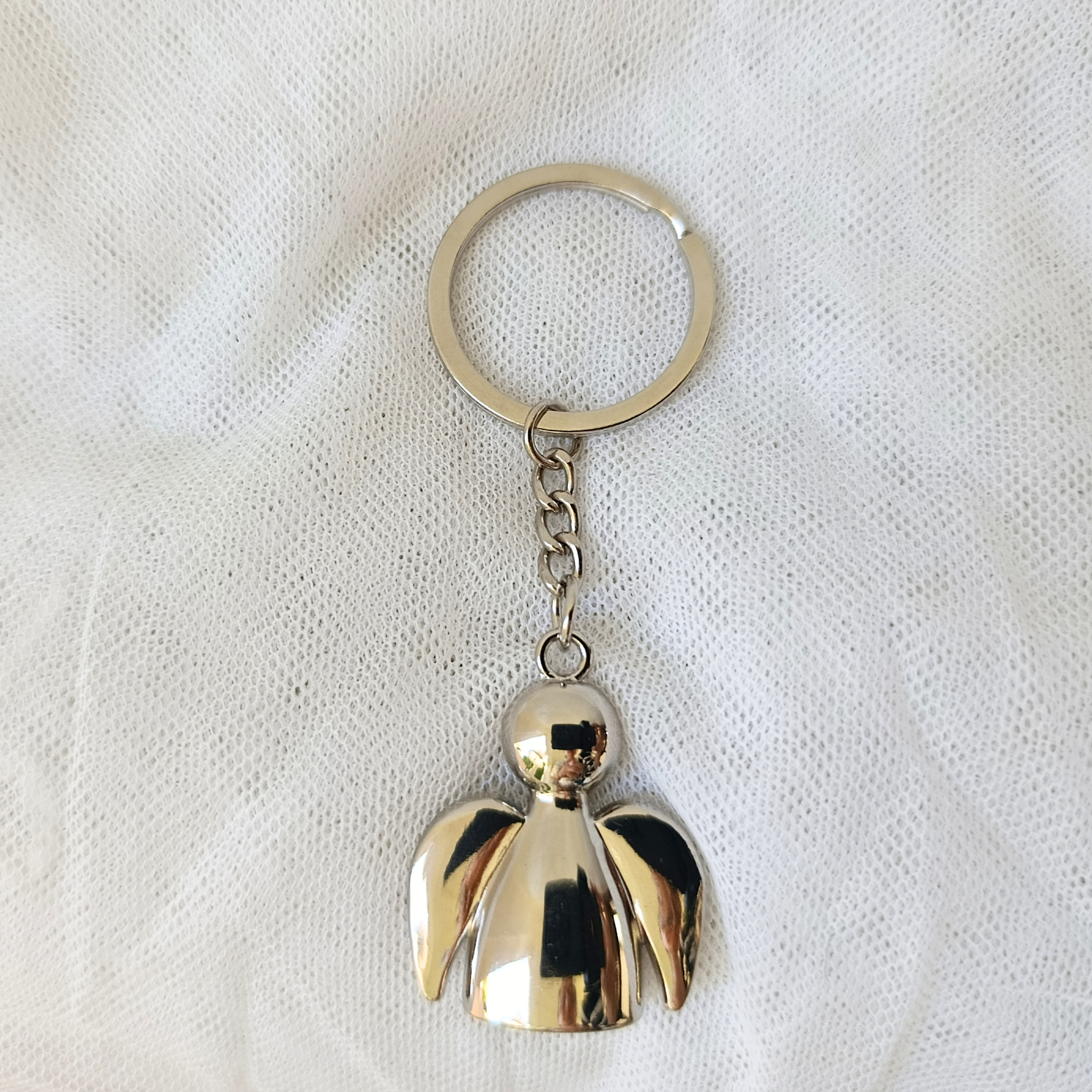 Solid Stainless Steel Angel Keyring